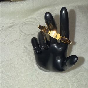 Gold Tone Studded Bracelet with Center Plaque